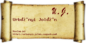 Urbányi Jolán névjegykártya
